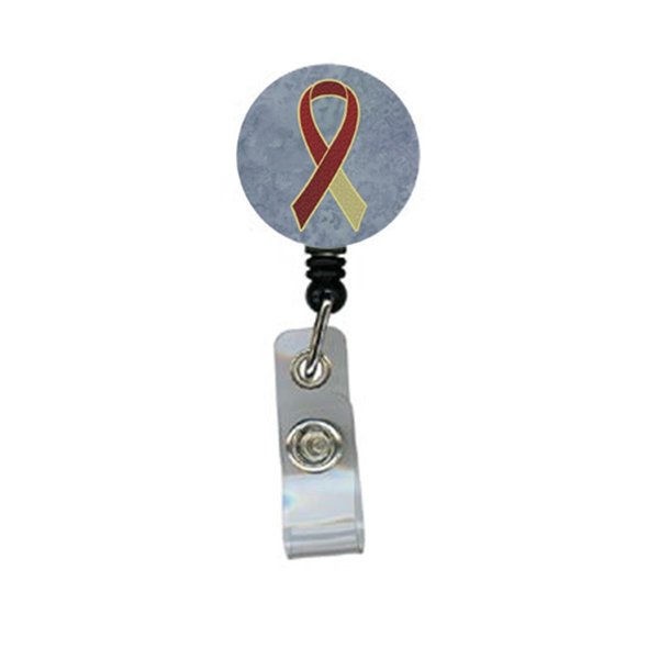 Teachers Aid Burgundy and Ivory Ribbon for Head and Neck Cancer Awareness Retractable Badge Reel TE249317